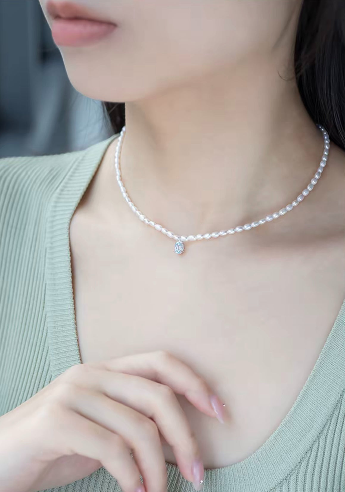 Moonlight Sea Ripple Pearl Necklace