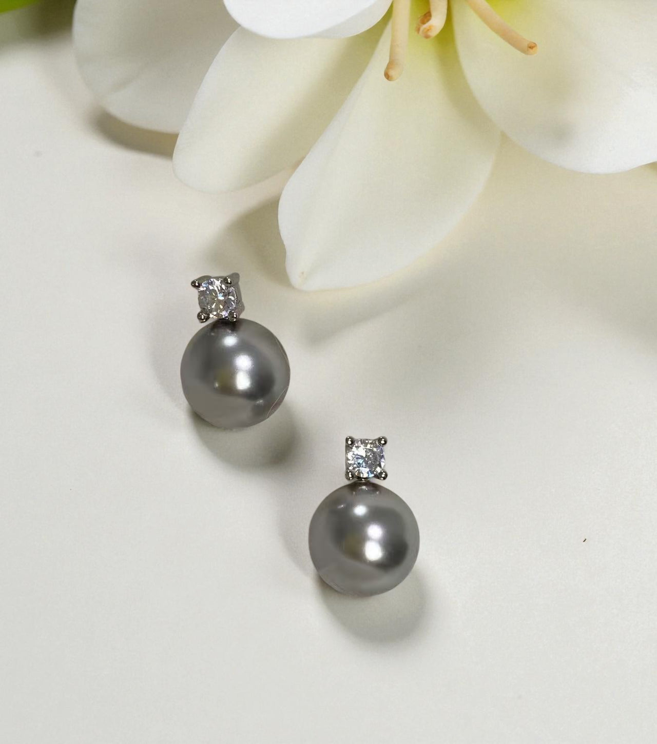 Luna Glow Crystal Top Pearl Stud Earrings