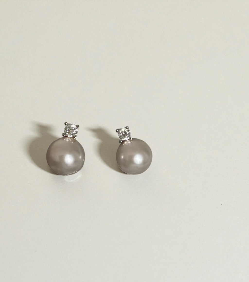 Luna Glow Crystal Top Pearl Stud Earrings