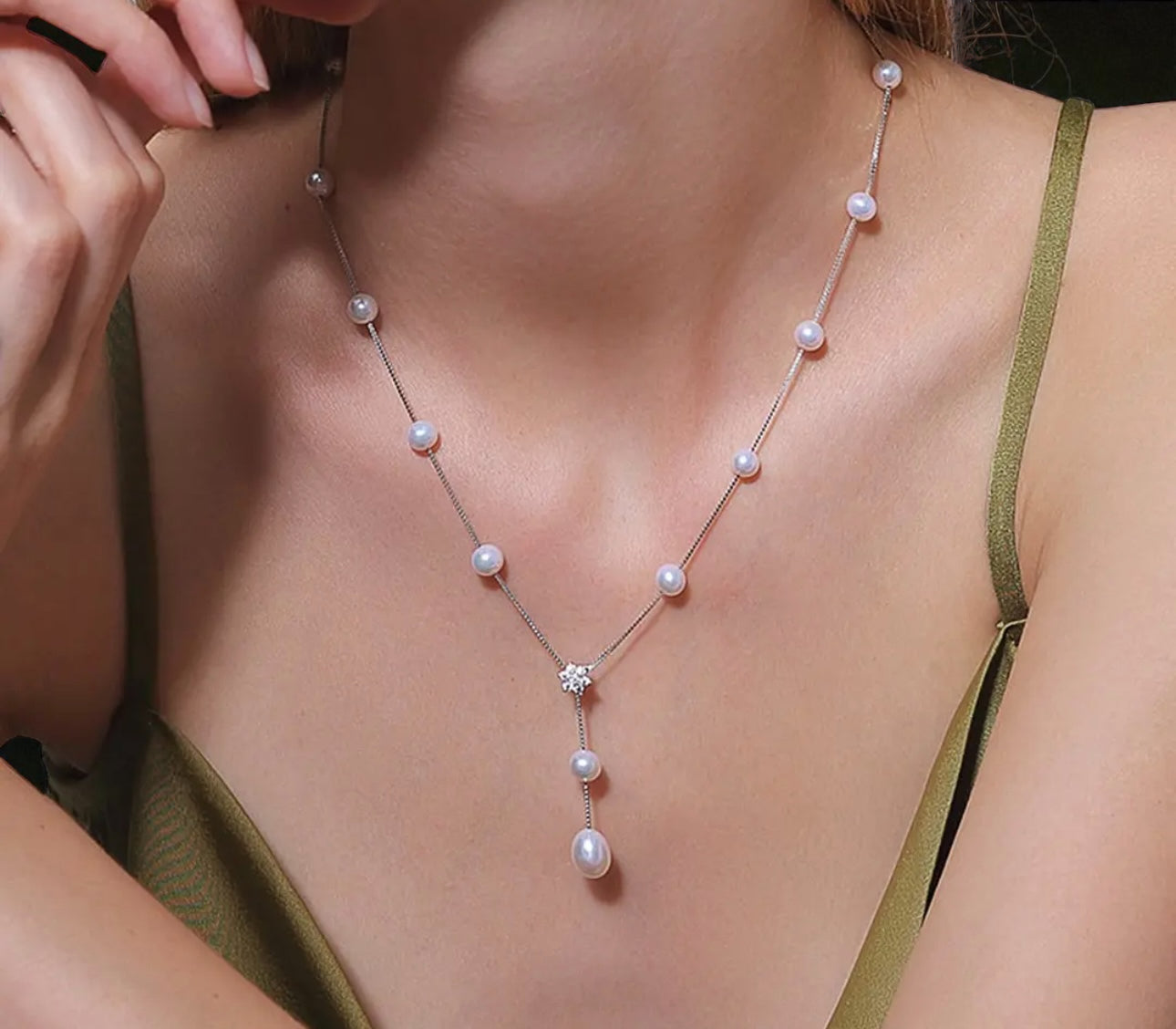 Starlit Bloom Freshwater Pearl Y Necklace